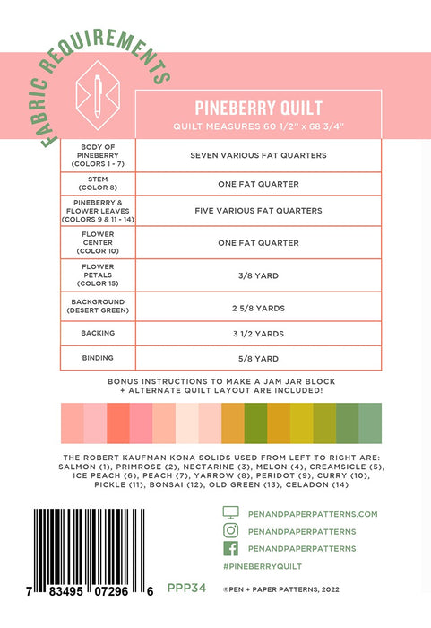 Pineberry quilt pattern by Pen + Paper Patterns
