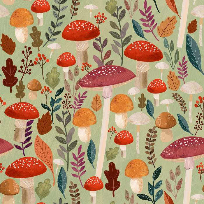 Autumn Friends, Mushrooms in Sage