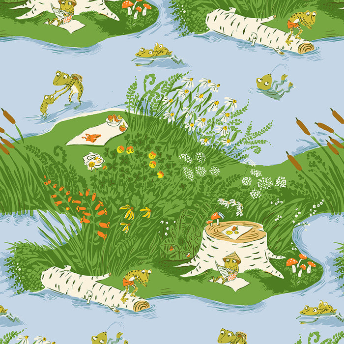 Heather Ross Favorites, Frog Pond in Medium Blue
