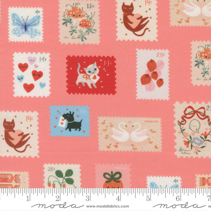 Funny Valentine - Stamps in Coral - Lizzy House