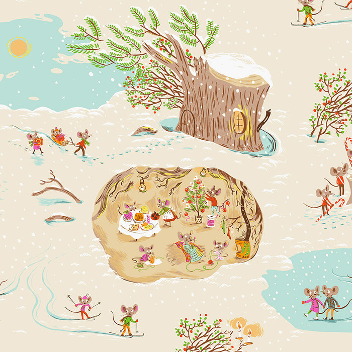 Heather Ross Favorites, Christmas Mice in Cream