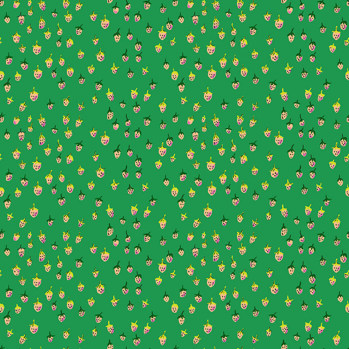 Heather Ross Favorites, Field Strawberries in Jade