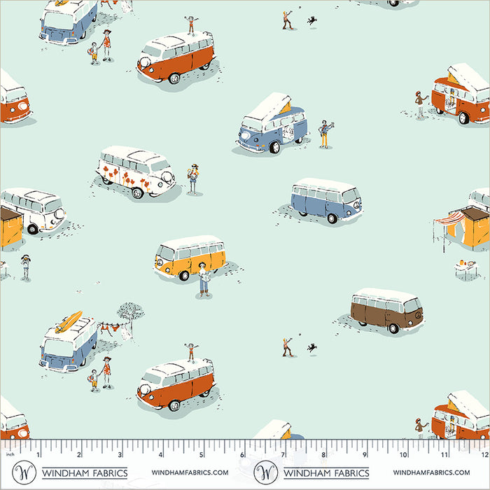Heather Ross Favorites, Bus in Aqua