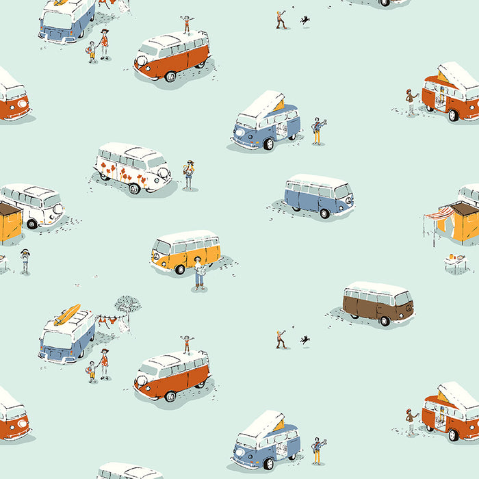 Heather Ross Favorites, Bus in Aqua