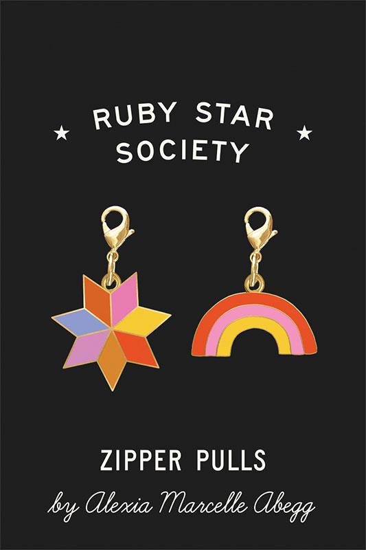 Ruby Star Society Zipper Pulls - Alexia - Quilted Star & Rainbow