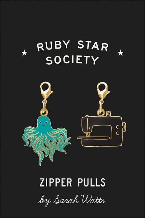 Ruby Star Society Zipper Pulls - Sarah - Octopus & Sewing Machine
