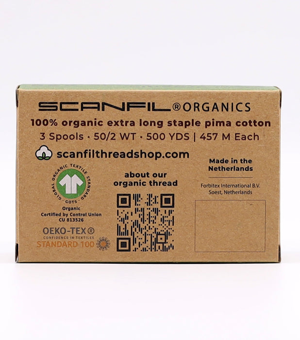 Scanfil Organic Cotton 3 Spool set - 50wt - Denim Blues