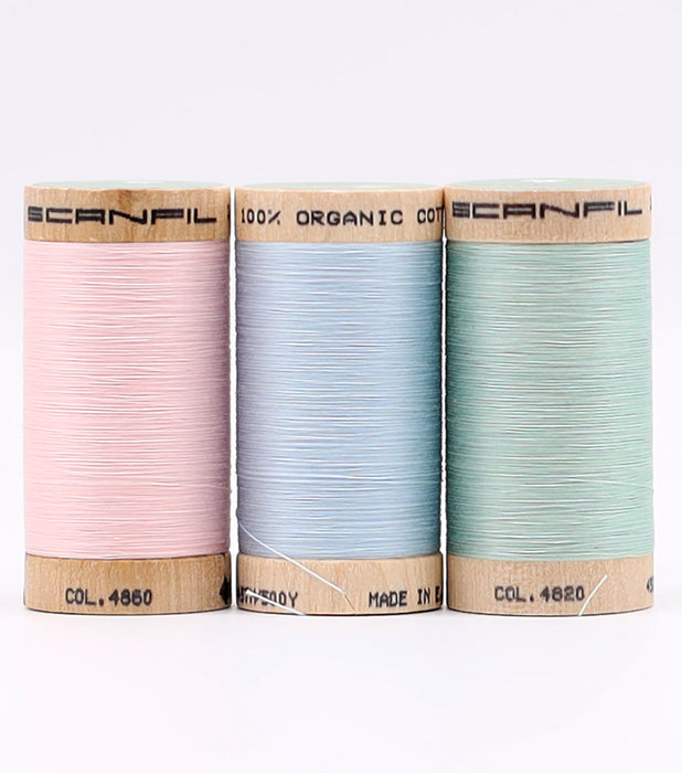 Scanfil Organic Cotton 3 Spool set - 50wt - Baby Pastels