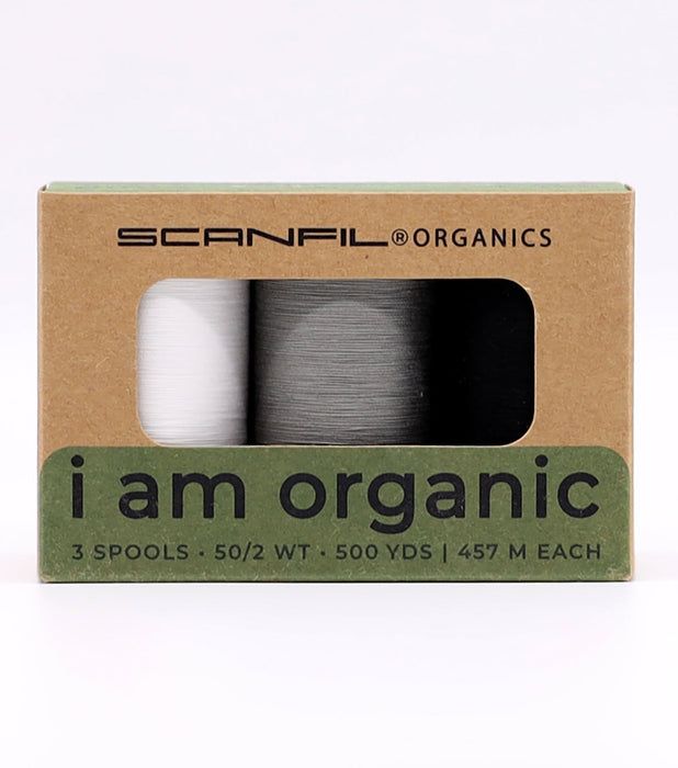 Scanfil Organic Cotton 3 Spool set - 50wt - Achromatics