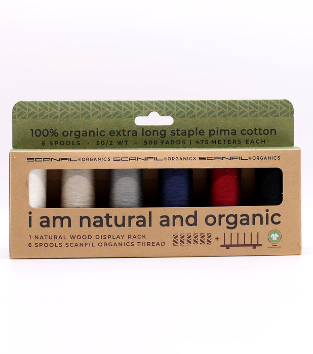 Scanfil Organic Cotton 6 Spool & Rack Set - 50wt - Neutrals