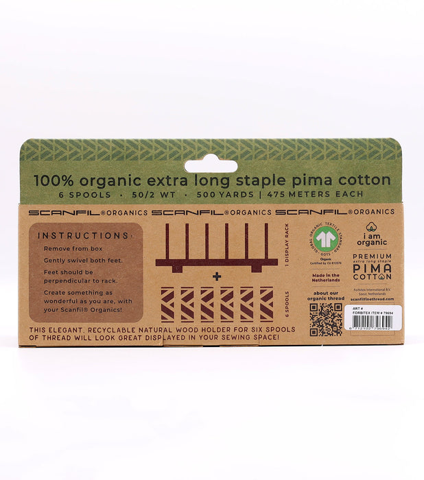 Scanfil Organic Cotton 6 Spool & Rack Set - 50wt - Neutrals