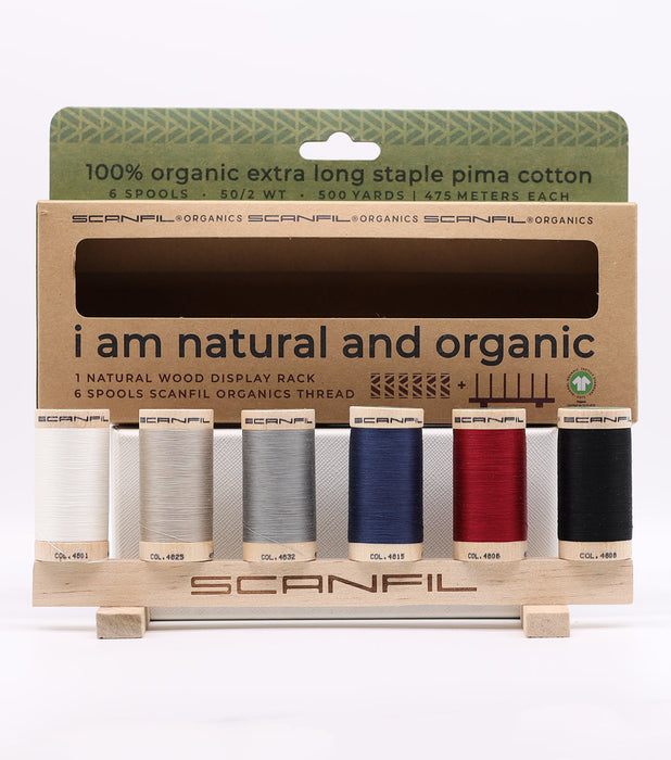 Scanfil Organic Cotton 6 Spool & Rack Set - 50wt - Neutrals
