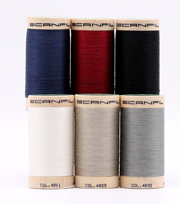 Scanfil Organic Cotton 6 Spool & Rack Set - 50wt - Neutrals