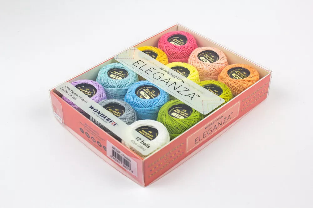 Wonderfil Eleganza 12-Ball Set in Pastels - 8wt Perle Cotton