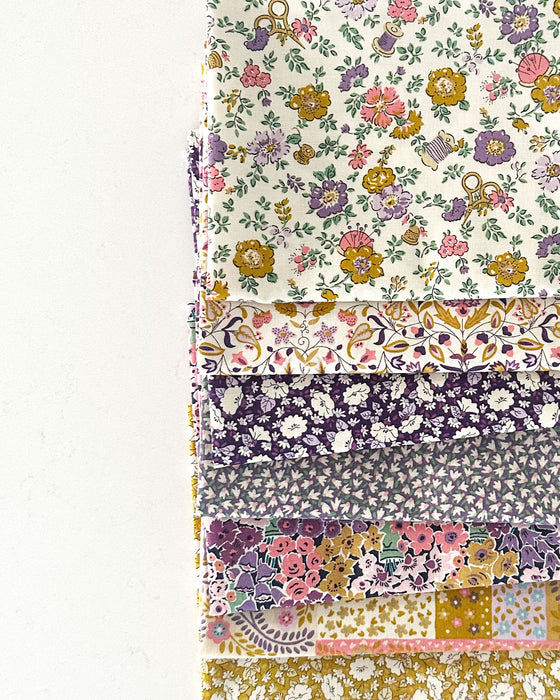 Liberty Fabrics Tudor Celebration Purple fat quarter bundle