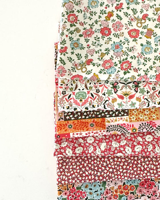 Liberty Fabrics Tudor Celebration Red/Pink fat quarter bundle