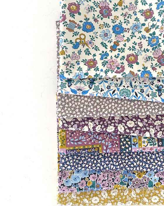 Liberty Fabrics Tudor Celebration Blue/Purple fat quarter bundle