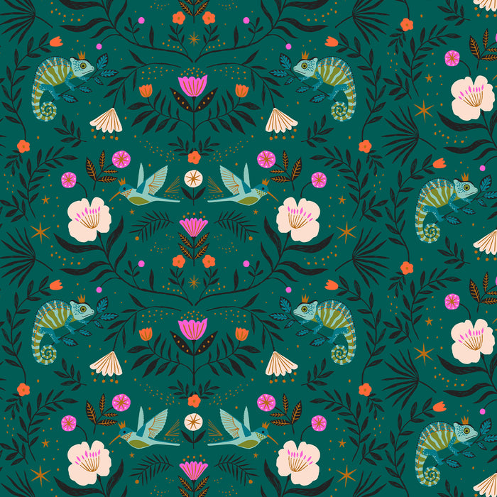 Jungle Luxe, Jungle Damask in Teal