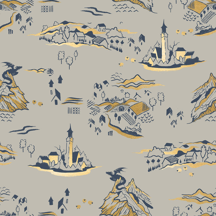 Fireglow, Mountain Town in Oyster Metallic