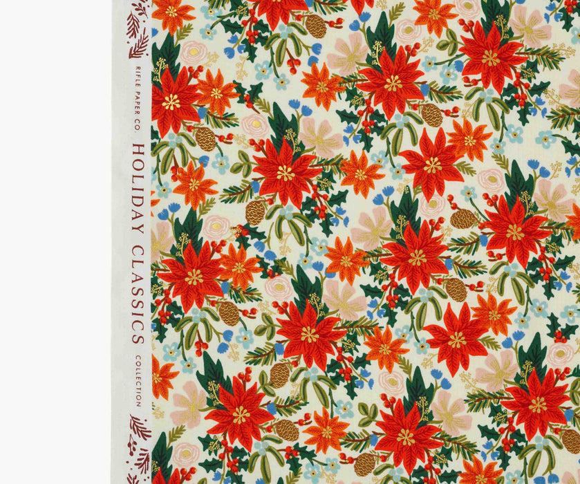 Holiday Classics II, Poinsettia Bouquet in Cream Metallic