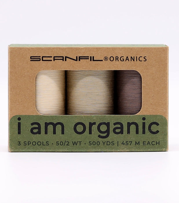 Scanfil Organic Cotton 3 Spool set - 50wt - Tan Shades