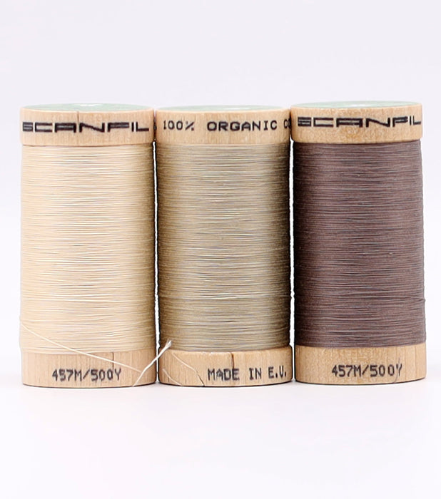Scanfil Organic Cotton 3 Spool set - 50wt - Tan Shades