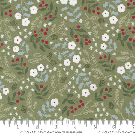 Christmas Eve Collection Christmas Sprigs Dark Green Yardage (44 x 45)  Wide by Lella Boutique for Moda Fabrics #5182-15 100% Cotton