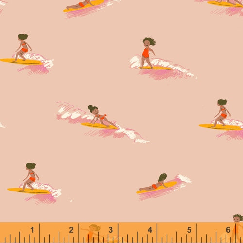 Malibu, Tiny Surfers in Peach