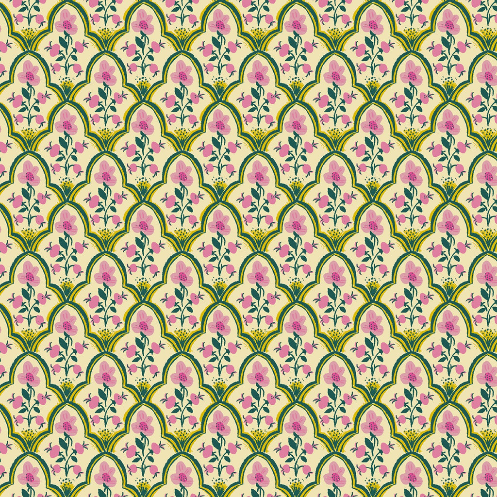 Malibu, Wood Block in Pink COTTON LAWN - SOLD BY THE YARD