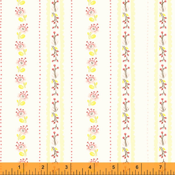 West Hill, Floral Stripe in Ivory