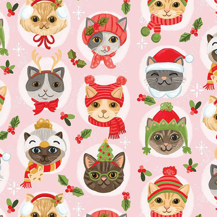 Cozy Holidays, Cat Faces in Holiday Hats