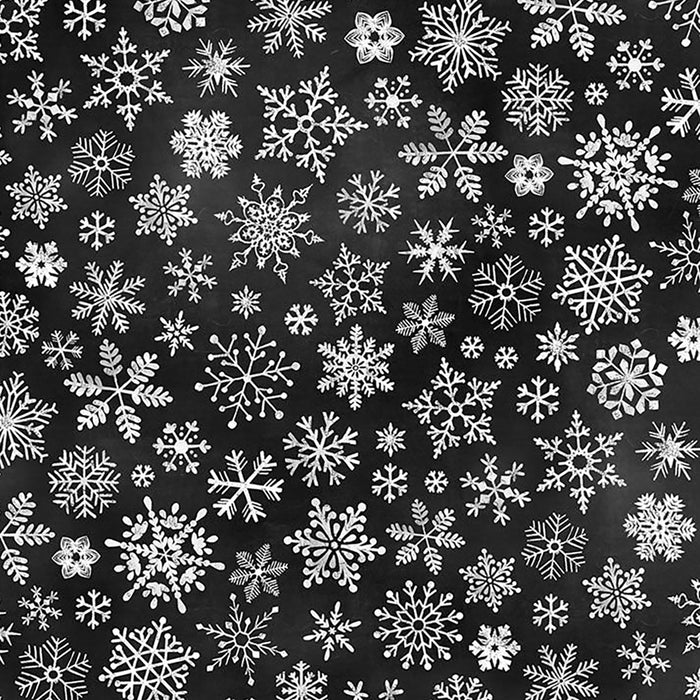Peace, Joy & Love, Chalkboard Snowflakes in Black