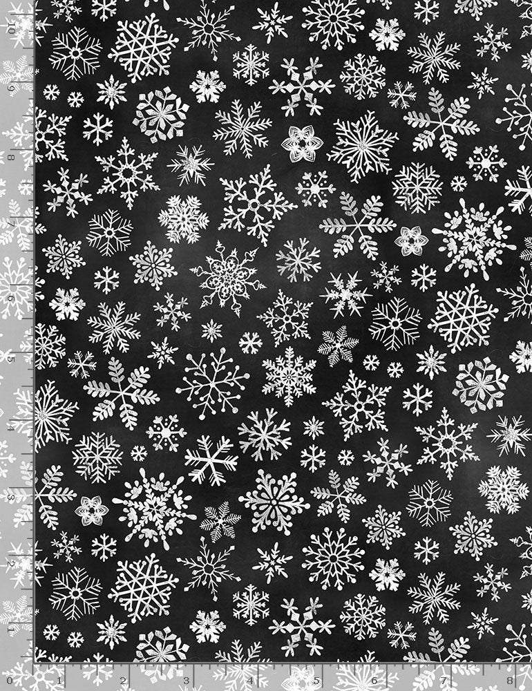 Peace, Joy & Love, Chalkboard Snowflakes in Black