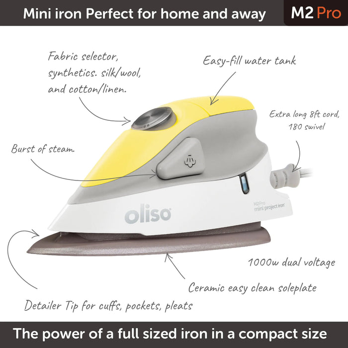 Oliso Mini Project Iron with trivet - Yellow