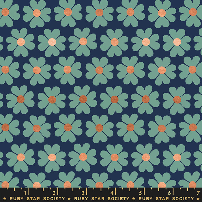 Unruly Nature, Heart Flowers in Navy