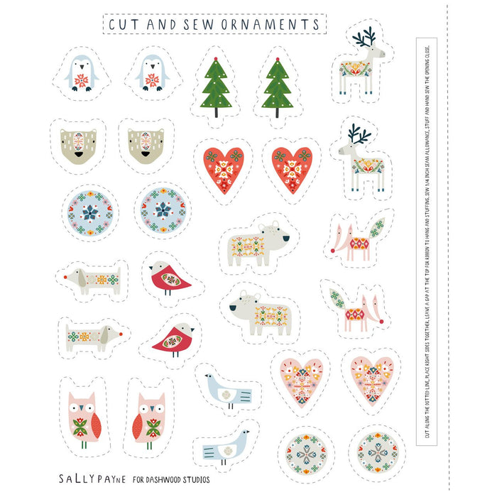 Winter Folk, Cut and Sew Ornaments PANEL